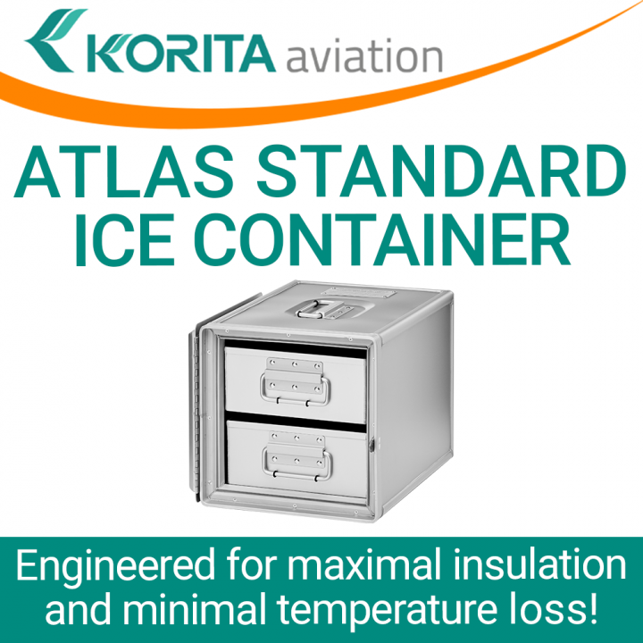 ATLAS ice container, airline inflight storage, Aluflite insulated containers, ATLAS standard, standard units, atlas ice containers, ATLAS galley, aircraft storage, airline carriers, airline containers, cooling solutions- Korita Aviation