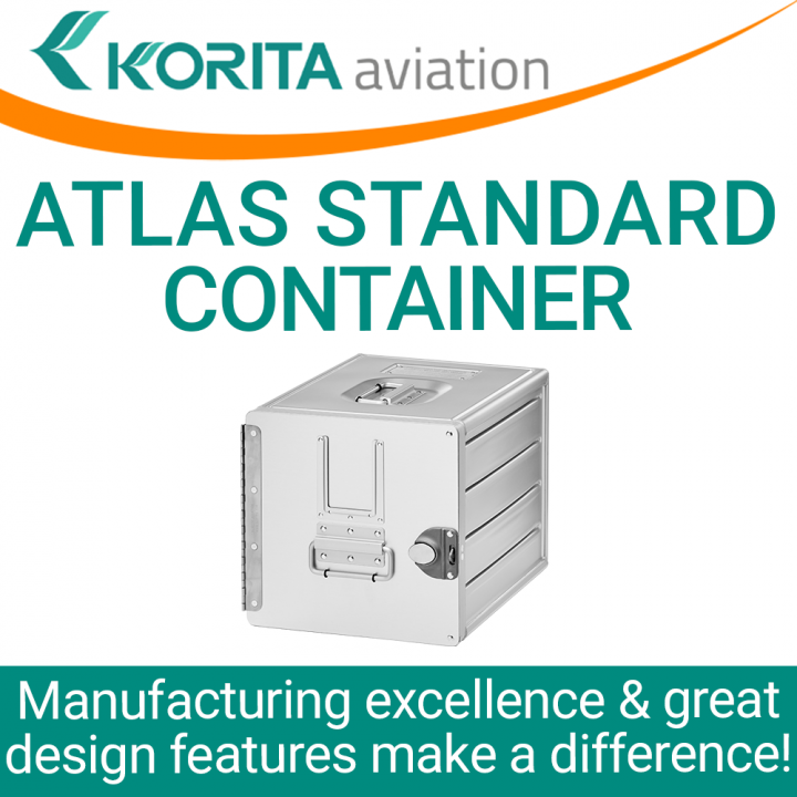 aircraft inflight storage, Aluflite containers, ATLAS standard, standard units, inflight carriers, ATLAS galley, airline storage container, aircraft cabin container, galley containers - Korita Aviation