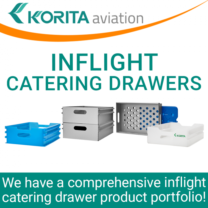 drawers, catering drawers, airline polypropylene drawers, 3-runner drawers, airline trolley drawers, airline cart drawers, ATLAS drawers, aluminium drawers - Korita Aviation