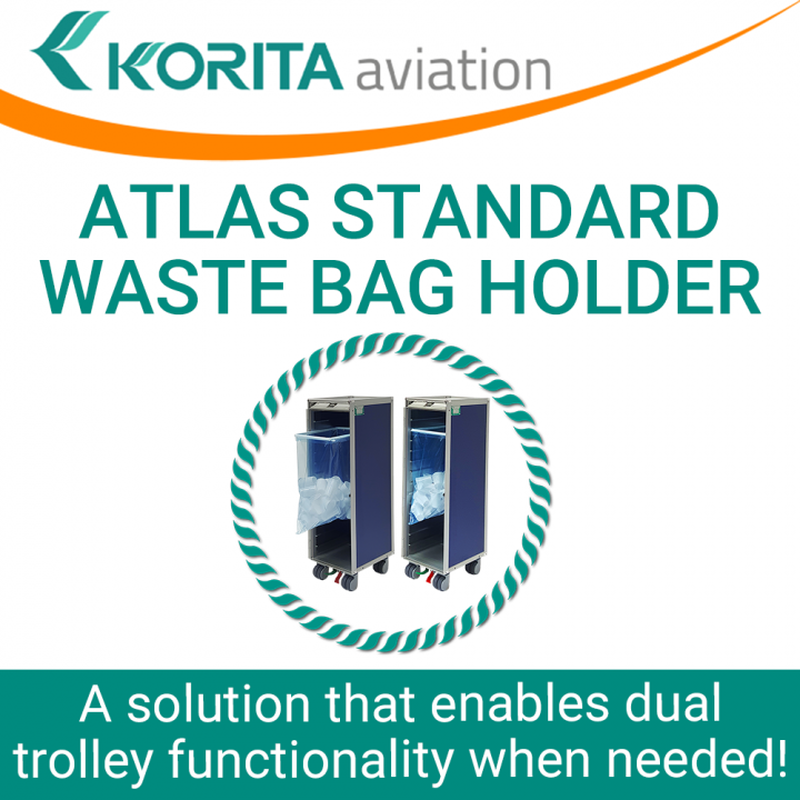 ATLAS standard waste bag holder, inflight waste collection, airline catering trolley accessories, airline catering operations, operational flexibility - Korita Aviation