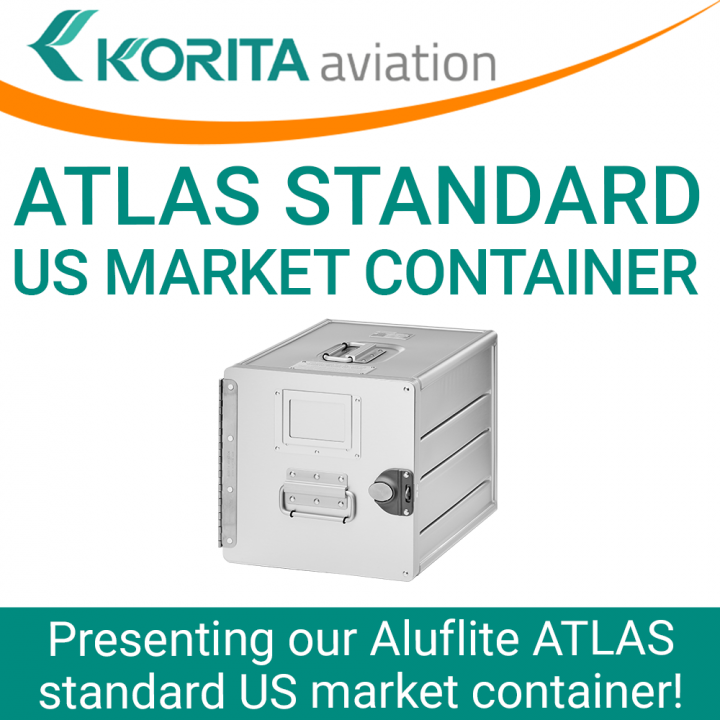 airline inflight storage, Aluflite containers, ATLAS standard, standard units, atlas containers, ATLAS galley, aircraft storage, airline carriers, US market containers - Korita Aviation