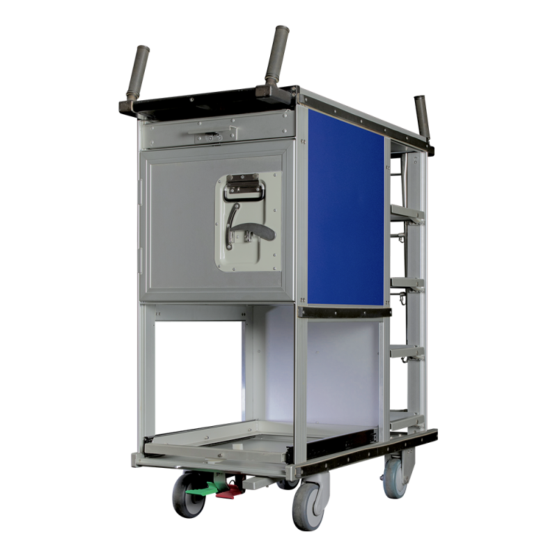 INSEAT RAIL TROLLEY, at-seat rail trolley, atseat rail catering trolley, railway atseat trolley, rail cart service trolley - Korita Aviation 